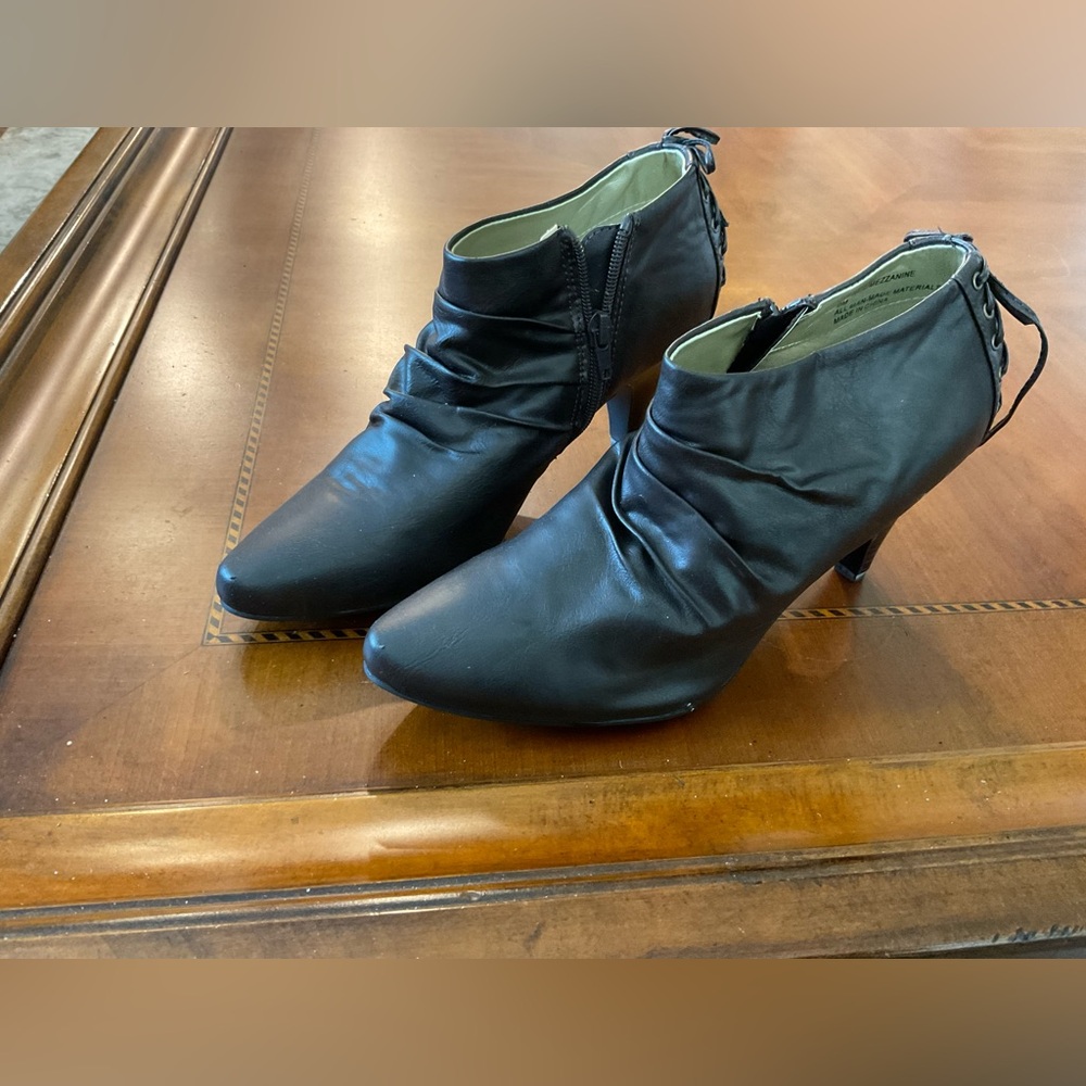 Rialto Black Ruched Ankle Heeled Boots